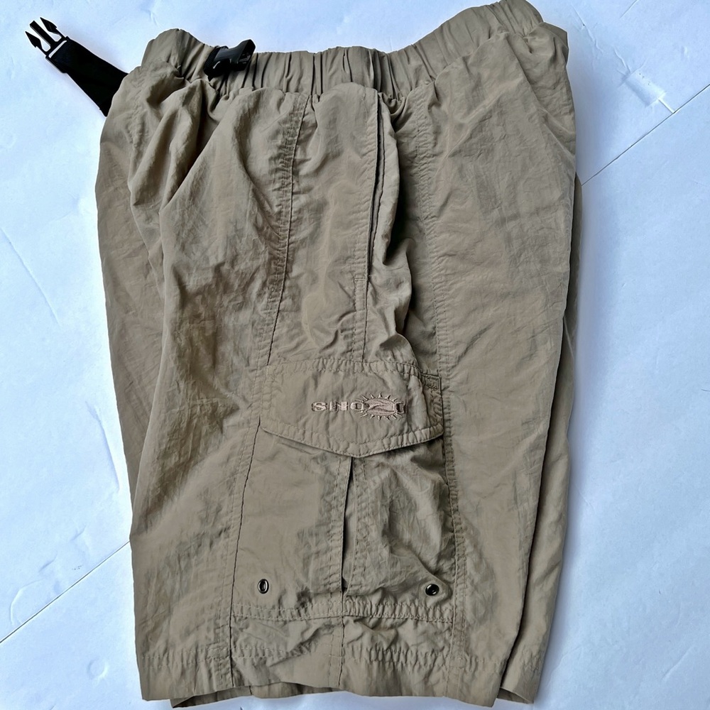 Snozu Climate Gear Tan Nylon Outdoor Cargo Shorts Mesh Briefs Boys Size XL 18/20